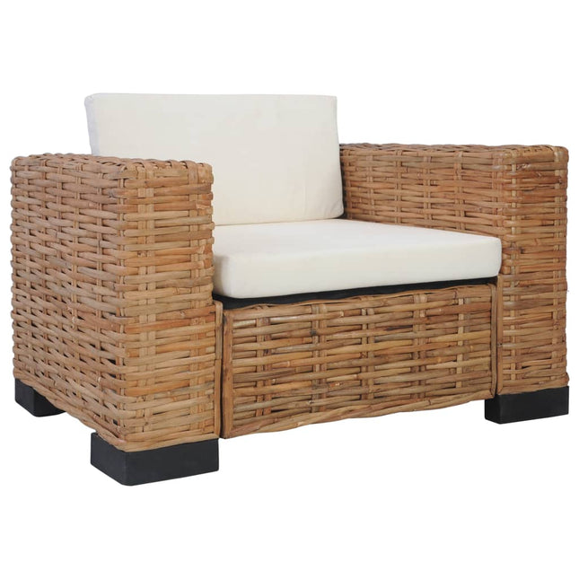 Set Divani 2 pz con Cuscini in Rattan Naturale