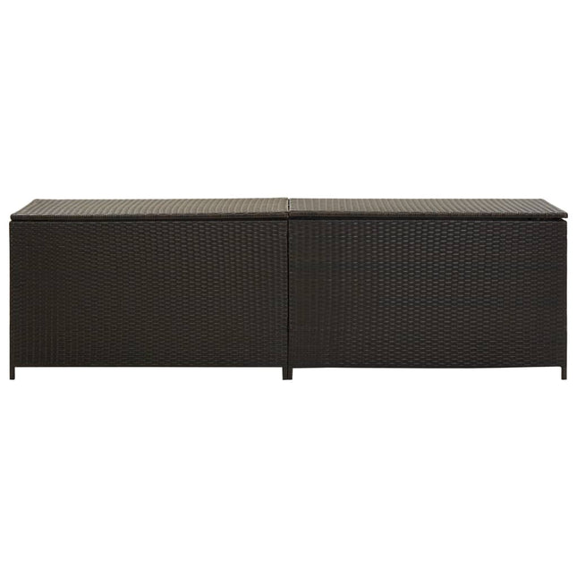 Baule da Giardino in Polyrattan 200x50x60 cm Marrone