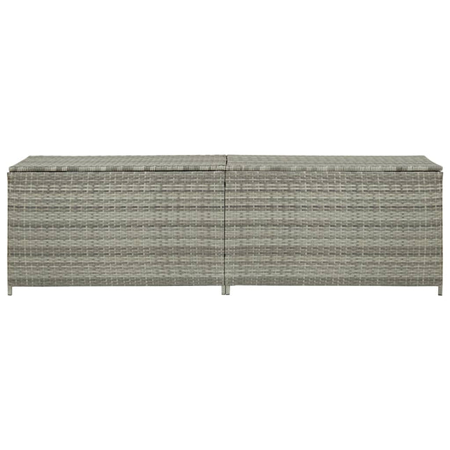 Baule da Giardino in Polyrattan 200x50x60 cm Grigio