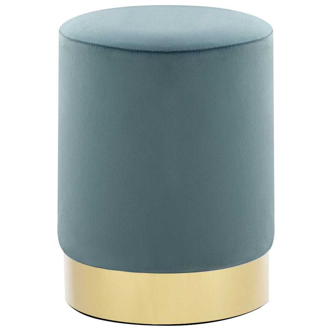 Sgabello Azzurro e Oro in Velluto