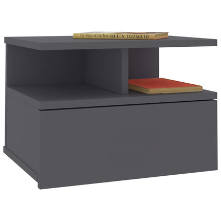 Comodino Pensile Grigio 40x31x27 cm in Legno Multistrato