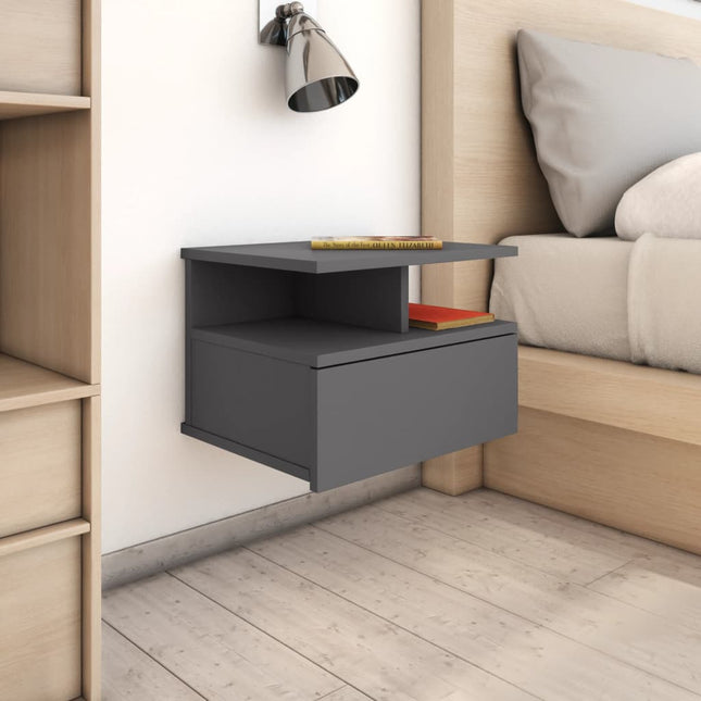 Comodino Pensile Grigio 40x31x27 cm in Legno Multistrato