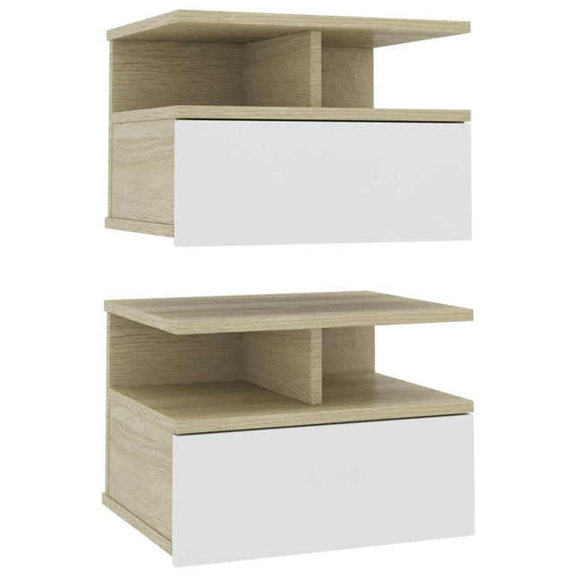 Comodini Pensili 2pz Bianco Rovere Sonoma 40x31x27 Multistrato