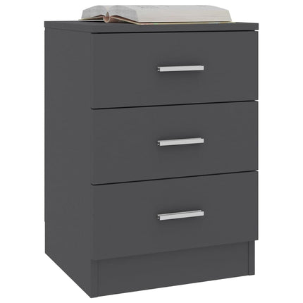 Comodino Grigio 38x35x56 cm in Legno Multistrato