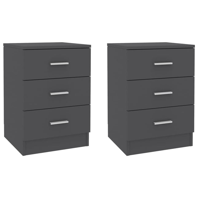 Comodini 2 pz Grigio 38x35x56 cm in Legno Multistrato