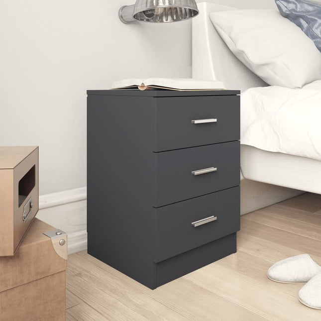 Comodini 2 pz Grigio 38x35x56 cm in Legno Multistrato