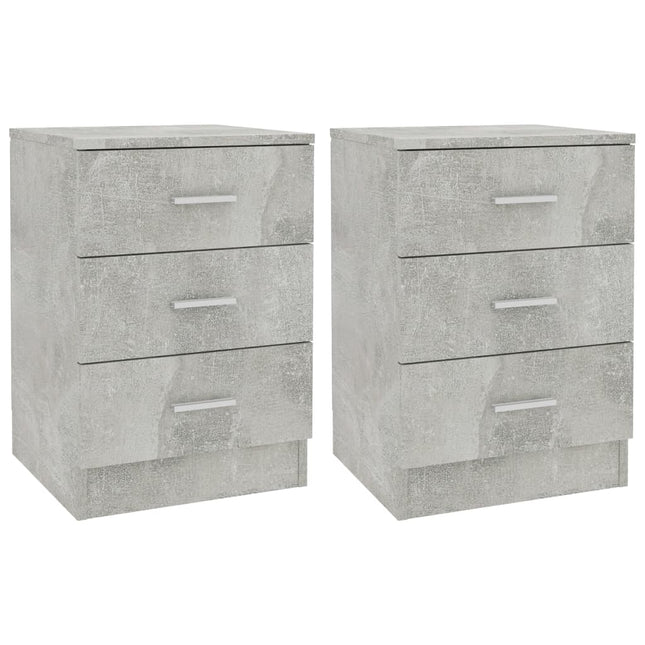 Comodini 2 pz Grigio Cemento 38x35x56 cm in Legno Multistrato