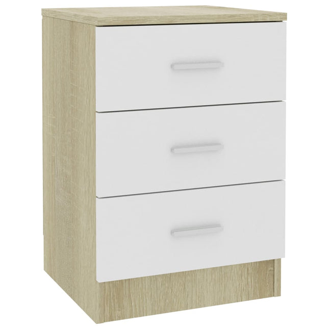 Comodino Bianco e Rovere Sonoma 38x35x56cm in Legno Multistrato
