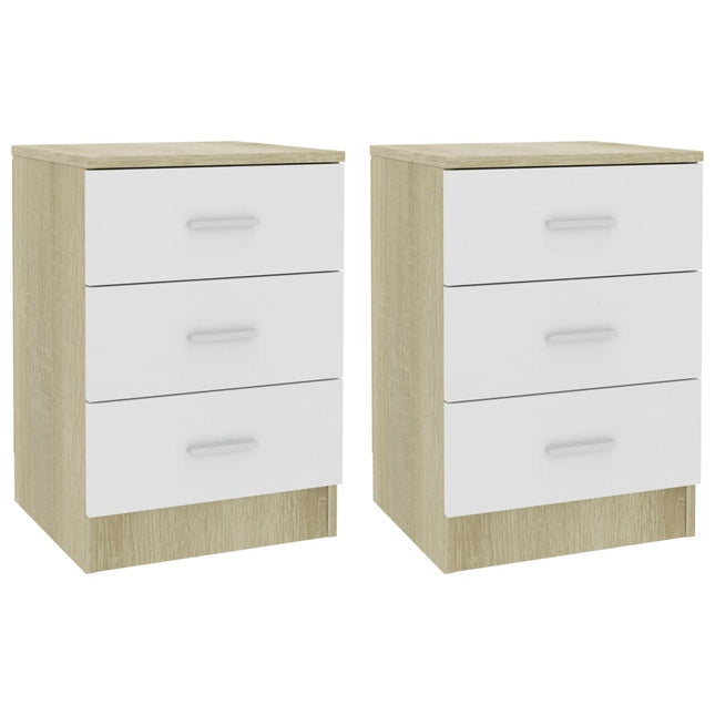 Comodini 2pz Bianco Rovere Sonoma 38x35x56cm Legno Multistrato