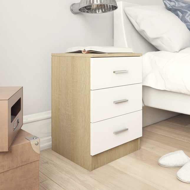 Comodini 2pz Bianco Rovere Sonoma 38x35x56cm Legno Multistrato