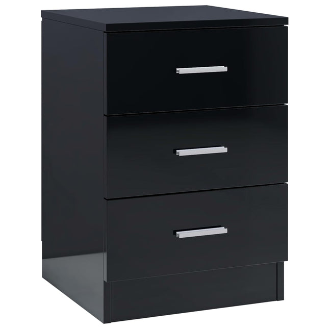 Comodino Nero Lucido 38x35x56 cm in Legno Multistrato