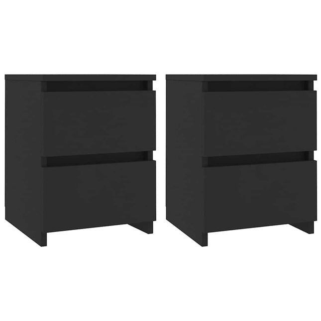 Comodini 2 pz Neri 30x30x40 cm in Legno Multistrato