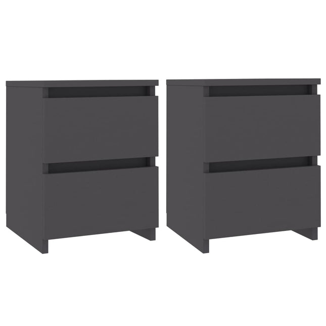 Comodini 2 pz Grigi 30x30x40 cm in Legno Multistrato