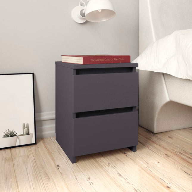 Comodini 2 pz Grigi 30x30x40 cm in Legno Multistrato