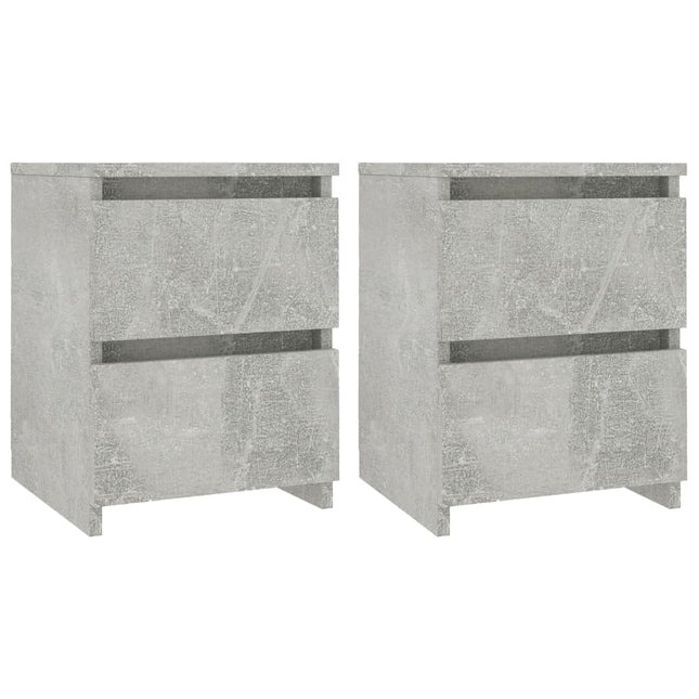 Comodini 2pz Grigio Cemento 30x30x40 cm in Legno Multistrato