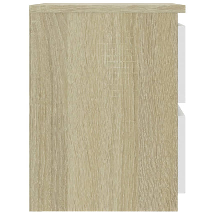 Comodino Bianco e Rovere Sonoma 30x30x40cm in Legno Multistrato