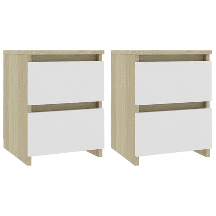 Comodini 2pz Bianco Rovere Sonoma 30x30x40cm Legno Multistrato