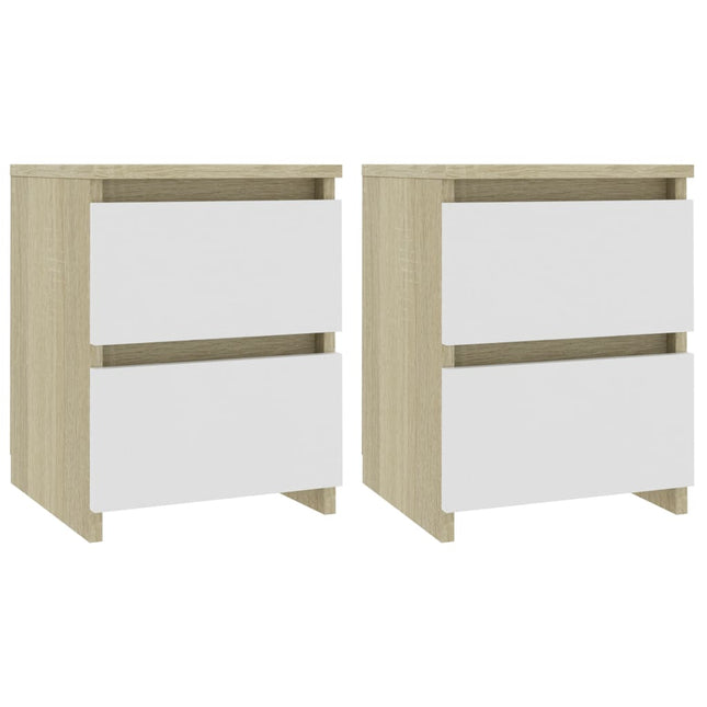 Comodini 2pz Bianco Rovere Sonoma 30x30x40cm Legno Multistrato