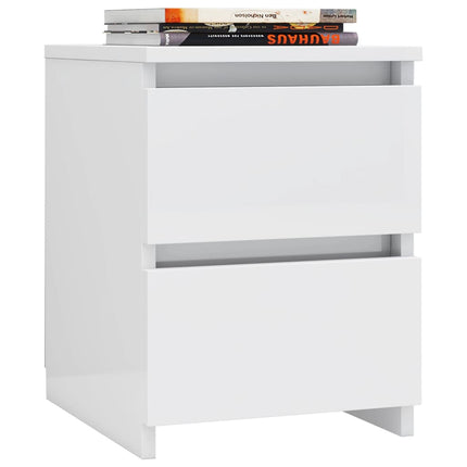 Comodini 2pz Bianco Lucido 30x30x40 cm in Legno Multistrato