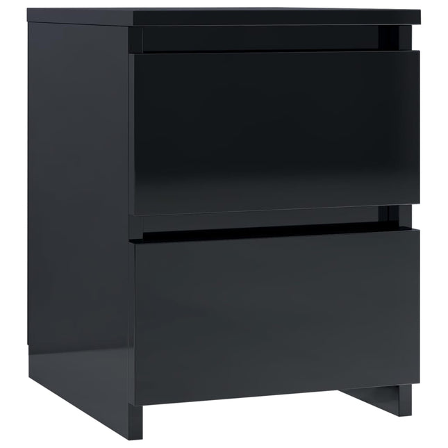 Comodino Nero Lucido 30x30x40 cm in Legno Multistrato