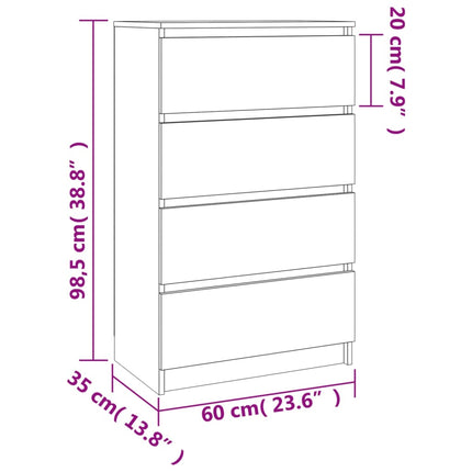 Credenza Grigio Cemento 60x35x98,5 cm in Legno Multistrato
