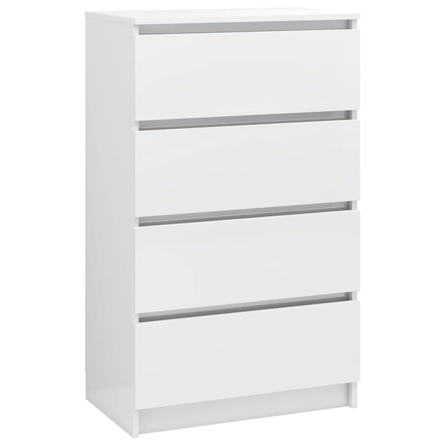 Credenza Bianco Lucido 60x35x98,5 cm in Legno Compensato