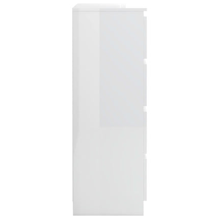 Credenza Bianco Lucido 60x35x98,5 cm in Legno Compensato