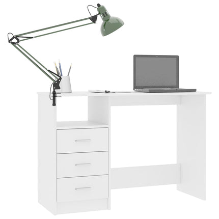 Scrivania con Cassetti Bianca 110x50x76 cm in Legno Multistrato
