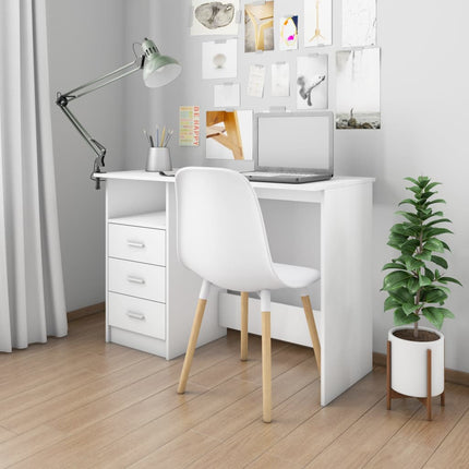 Scrivania con Cassetti Bianca 110x50x76 cm in Legno Multistrato