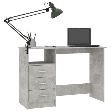 Scrivania Cassetti Grigio Cemento 110x50x76cm Legno Multistrato