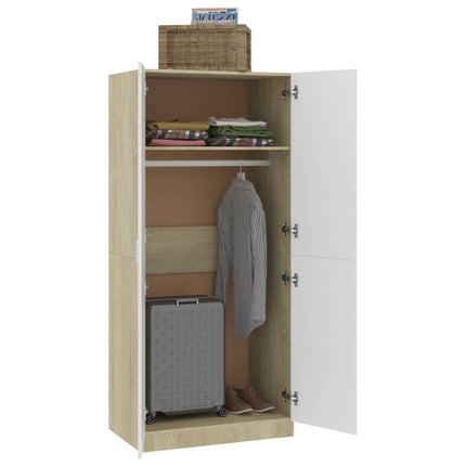 Armadio Bianco e Rovere Sonoma 80x52x180 cm Legno Multistrato