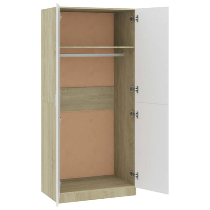 Armadio Bianco e Rovere Sonoma 80x52x180 cm Legno Multistrato