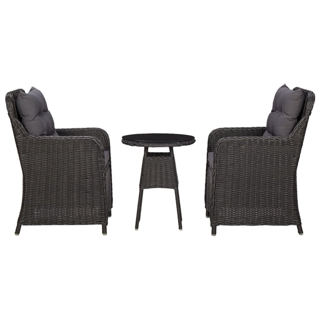 Sedie da Giardino 2 pz con Tavolino da TÃ¨ in Polyrattan Nero