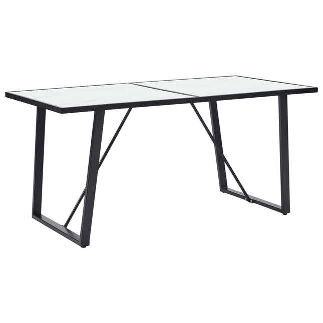 Tavolo da Pranzo Bianco 160x80x75 cm in Vetro Temperato