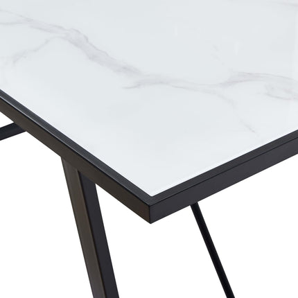 Tavolo da Pranzo Bianco 160x80x75 cm in Vetro Temperato
