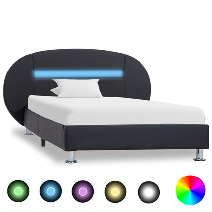 Giroletto con LED senza Materasso Nero in Similpelle 90x200 cm
