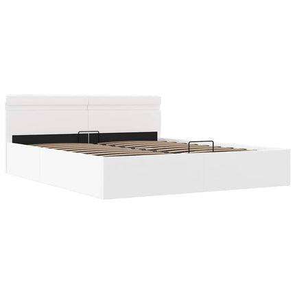 Giroletto Contenitore Idraulico LED Bianco Similpelle 160x200cm