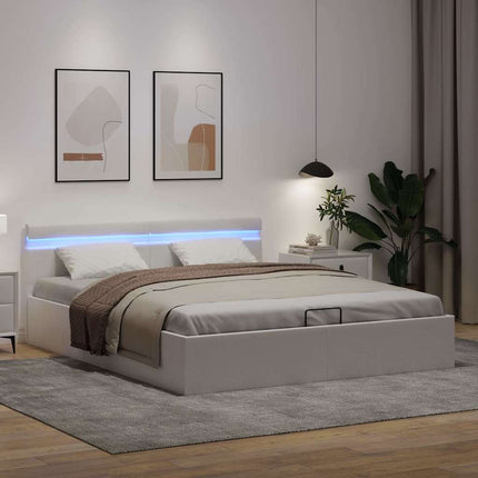 Giroletto Contenitore Idraulico LED Bianco Similpelle 180x200cm