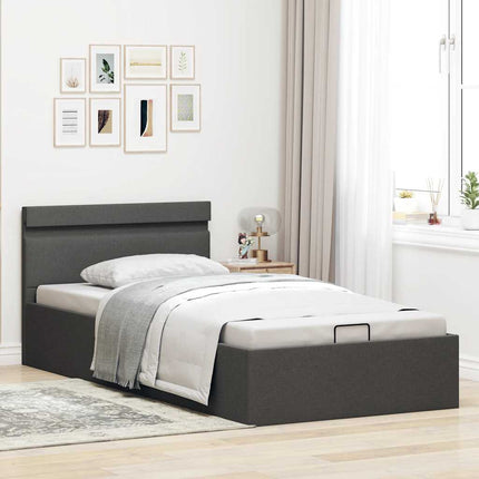 Giroletto con Contenitore e LED Grigio Scuro Tessuto 90x200 cm