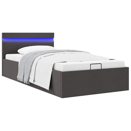 Giroletto con Contenitore e LED Grigio Scuro Tessuto 90x200 cm