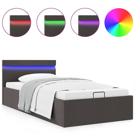 Giroletto con Contenitore e LED Grigio Scuro Tessuto 100x200 cm