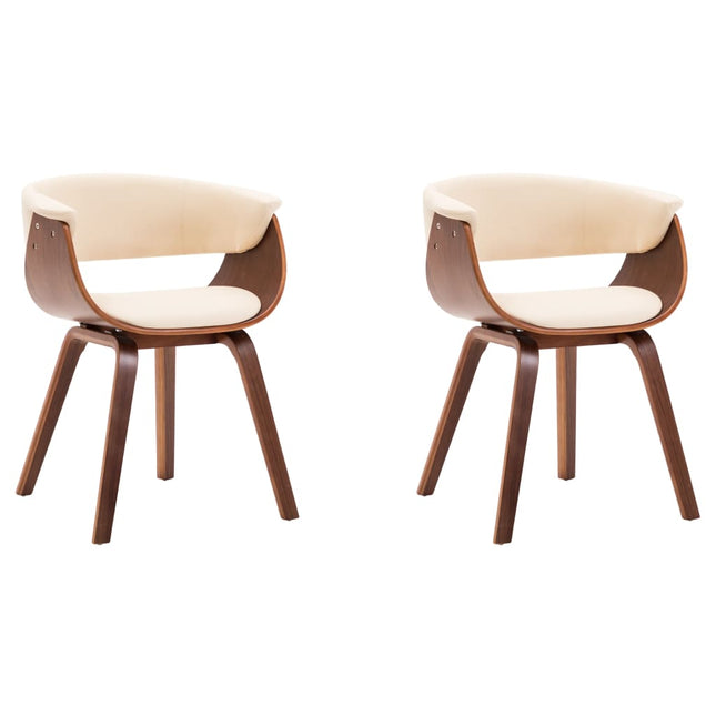 Sedie da Pranzo 2 pz in Legno Curvato e Similpelle Crema
