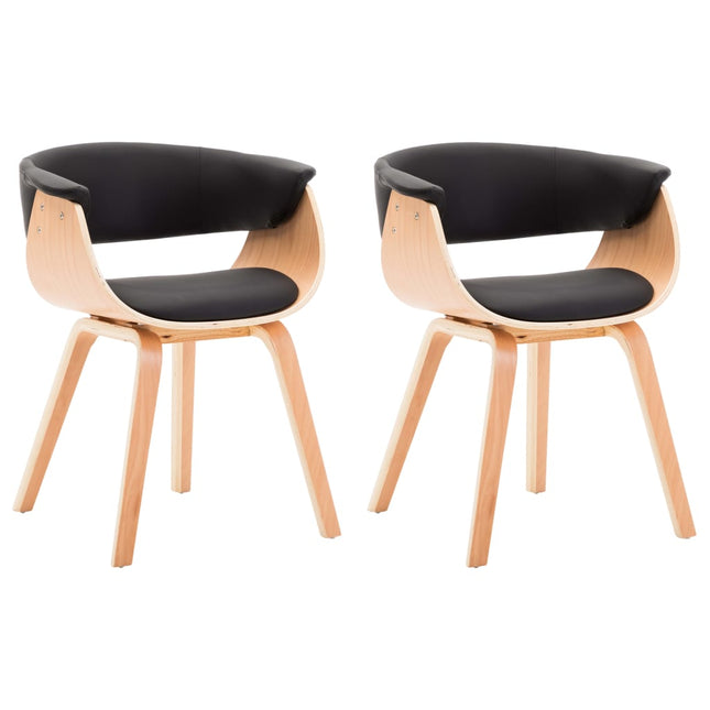 Sedie da Pranzo 2 pz Nere in Legno Curvato e Similpelle