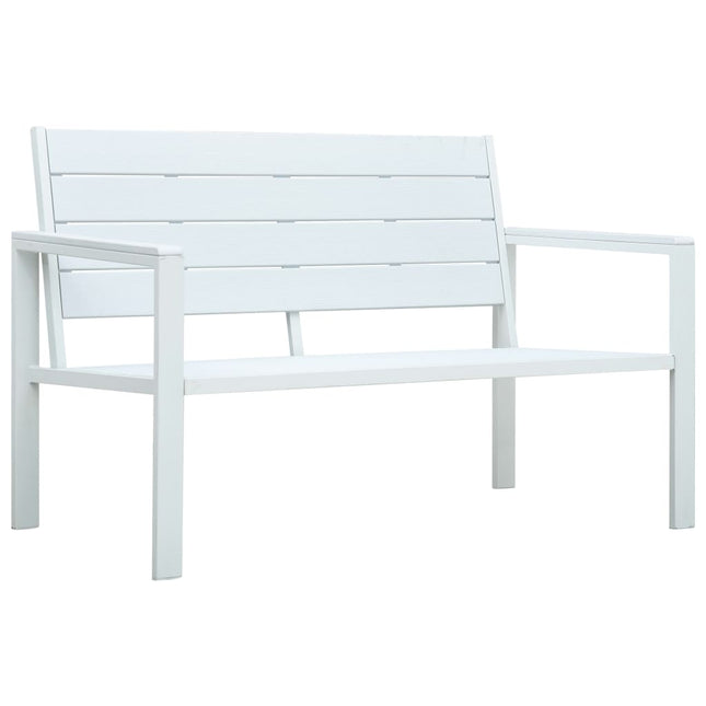 Panchina da Giardino 120 cm in HDPE Bianca con Aspetto Legno
