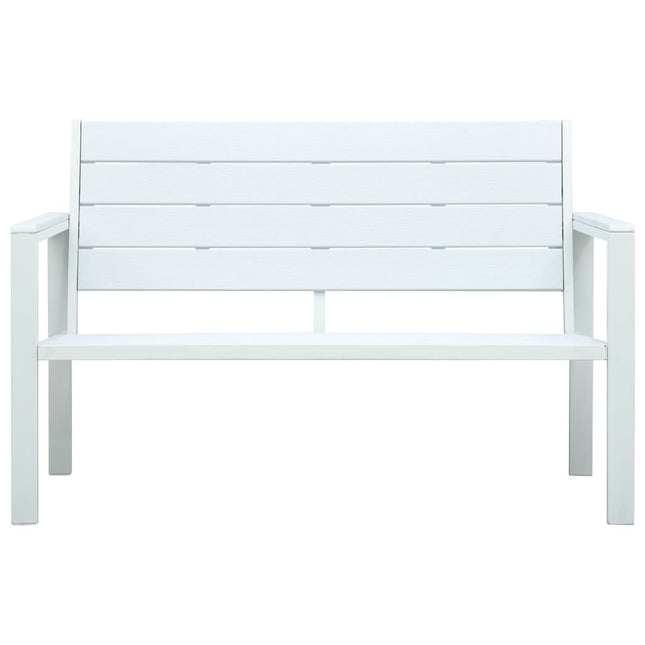 Panchina da Giardino 120 cm in HDPE Bianca con Aspetto Legno