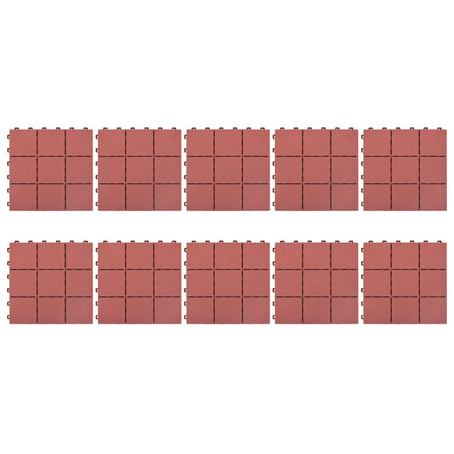 Piastrelle per Decking 10 pz Rosse 30,5x30,5 cm in Plastica