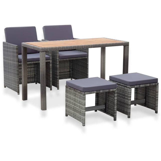 Set da Pranzo da Giardino 5 pz Polyrattan e Acacia Antracite