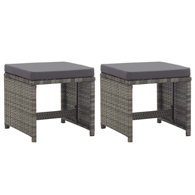 Sgabelli da Giardino 2 pz con Cuscini in Polyrattan Antracite