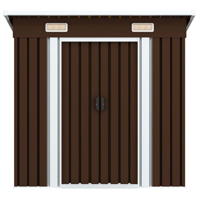 Capanno Attrezzi da Giardino Marrone 194x121x181 cm in Acciaio