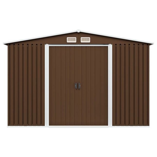Capanno Attrezzi da Giardino Marrone 257x205x178 cm in Acciaio